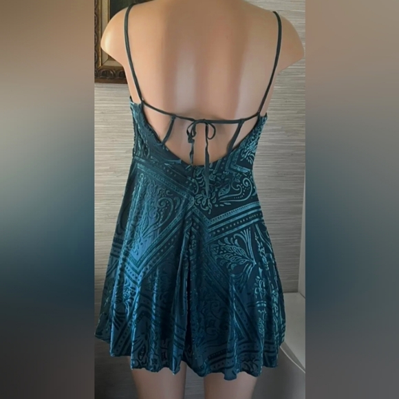 Lexi Velvet Floral Print Cowl Neck Mini Party Dress Adjustable Straps - Picture 6 of 9